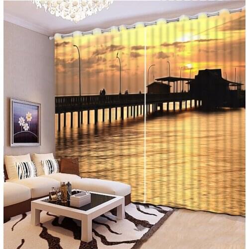 European Window Curtains For Living Room Bedroom wood bridge Curtains Blackout Custom Photo Kitchen Curtains