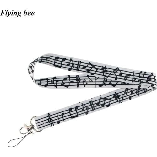 Flyingbee Musical Notes Lanyard Keychain Lanyards for Keys Badge ID Mobile Phone Rope Neck Straps Accessories Gifts X0873