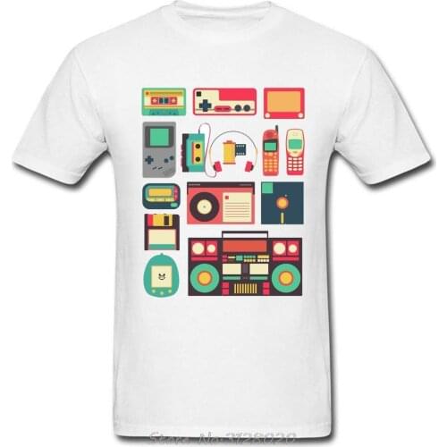 Techno Game PC T Shirt Console Cassette Controller Telephone Technology Videogame Black Tshirts For Men High Quality Print