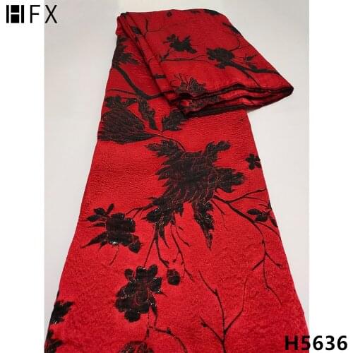 HFX Latest African Brocade Jacquard Lace Fabric French Lace Fabric High Quality Nigerian Lace Fabric For Party Dress X5635