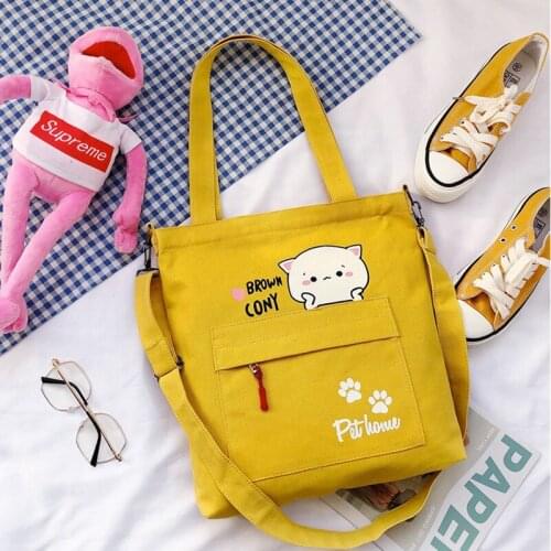 Canvas Totes Purses and Handbags for Women 2021 Fashion Girls Female Shoppers Casual New Cute Cartoons Schoolbags Crossbody Bags