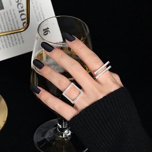 925 Sterling Silver High Polish Twist Geometric Double Ring Thai Silver Ring Jewelry