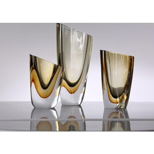 Chinese Creative Modern Glass Vase Plant Garden Dry Flower Pots Vase Crystal Minimalist Decor Vazen Office Accessories YD50HP