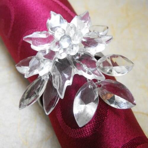 Clear crystal leaf flower napkin rings, napkin holder
