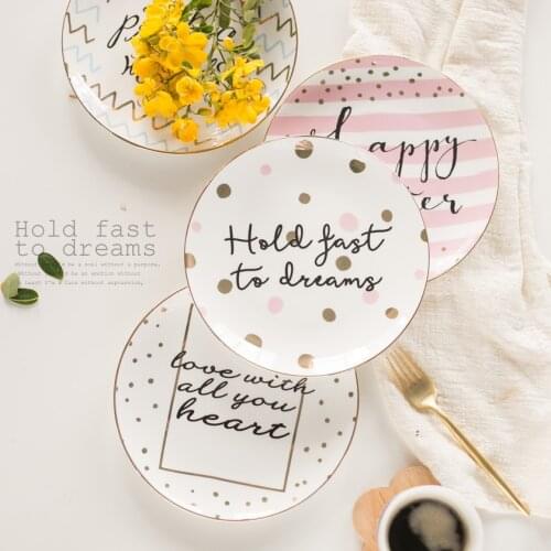 Creative tableware suit lovely round valentines gift plate sauce dish salad sushi cake fruit letter dishes
