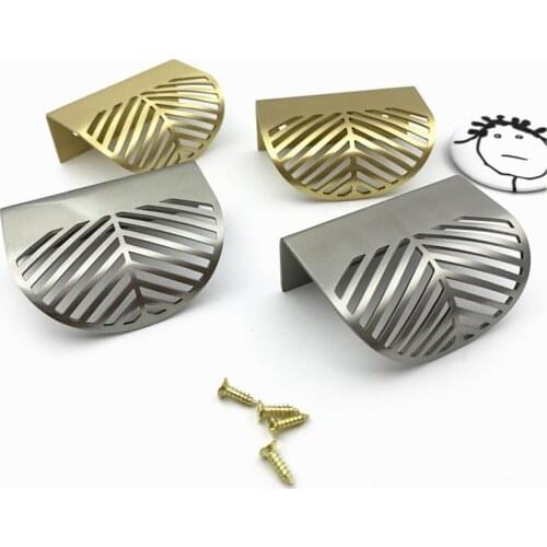 LCH Ins Nordic Style Simple Life Top Quality Leaf Shaped Solid Brass Cabinet Knob Cupboard Handle Door Pull Handles