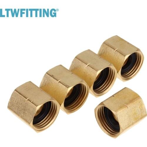 LTWFITTING 3/4" FHT x 3/4" FHT Hex Brass Hose Adapter, Brass Garden Hose Fitting