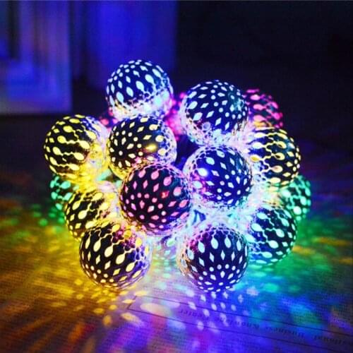 3m 1.5m Moroccan Wrought Iron Ball Led Light Fairy Ligting String for Home Christmas Holiday Party Outdoor Navidad Decoration