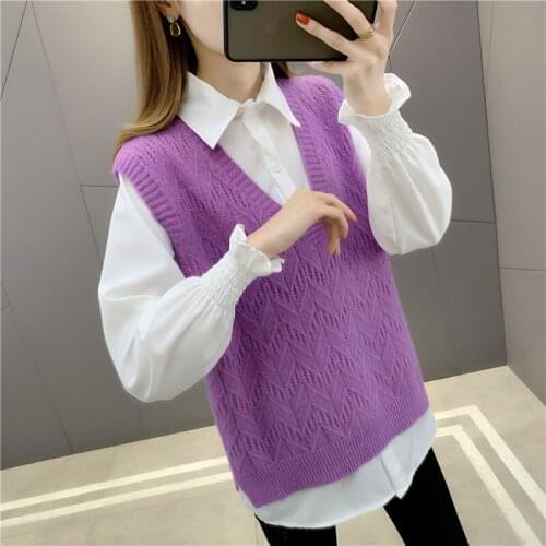 Room 198105 on the 5 row 6 】 make pure color sleeveless vest shirt two-piece 49 [3555]