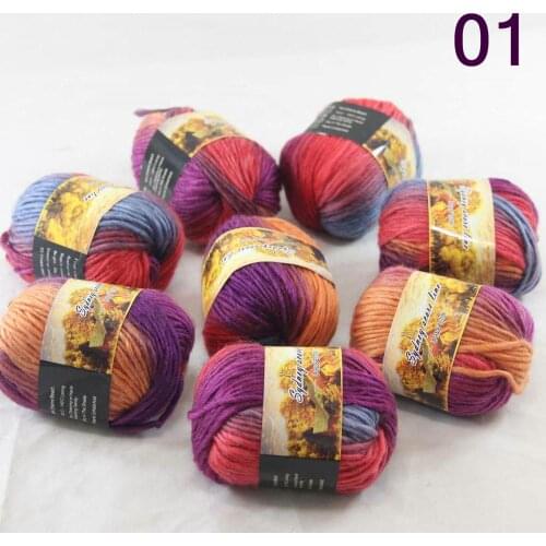 New Sale 8SkeinsX50g Womens Knit Scarves Shawls Rainbows Wool Yarn Crocheting Bisque Orange Purple Turquoise 801