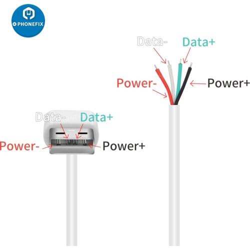 USB 2.0 Type A Male to 4 Wires Open Cable With Braid Shield for DIY OEM White 35cm