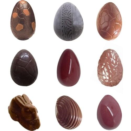 3D DIY Easter egg shape Polycarbonate Chocolate Mold Sweet Candy Pudding Chocolate bar Mould baking Pastry confectionery tools