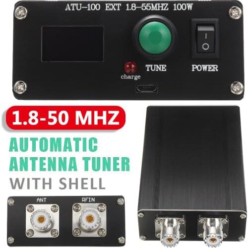 Durable Automatic Antenna Tuner 0.1W-100W 1.8-50MHz 0.96inch OLED Display ATU100 Assembled Mini Antenna Tuner With Shell