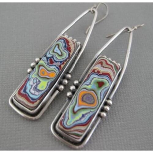 Vintage Pendientes Colorful Resin Stone Drop Dangle Earrings For Women Indian Tribal Heavy Jewelry Boho Earring