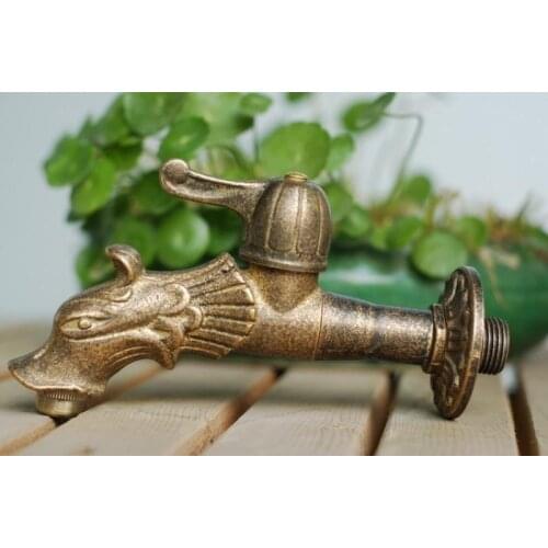 Free Shipping Dragon Animal Shape Garden Bibcock Rural Style Antique Bronze Dragon Tap with Decorative Outdoor Faucet for Garden