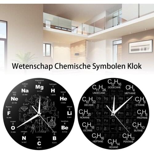Modern Design Chemical Elements Periodic Acrylic Wall Clock Science Chemistry Symbol Clock Chemistry Teacher Gift