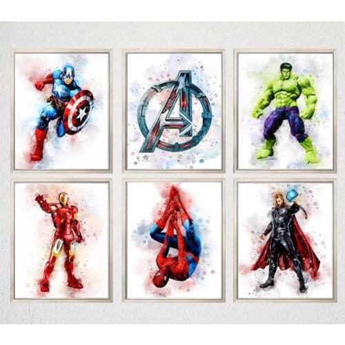 Superheroes AVENGERS Marvel Wall Art Canvas Print Avengers Poster Superhero Hulk Thor Captain America Spider-man Hero Decor Gift