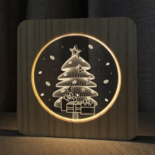 Christmas tree lights new electronic products solid wood acrylic night light decoration