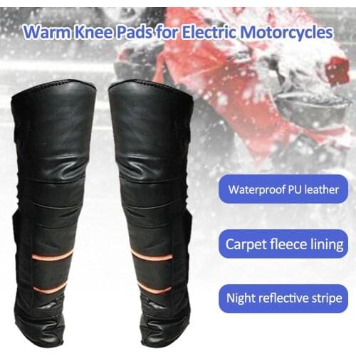 Motorcycle Knee Pad Warm Riding Knee Warmer Winter PU Waterproof Windproof Plush Knee Protector Leg Warmer For Both Men Women