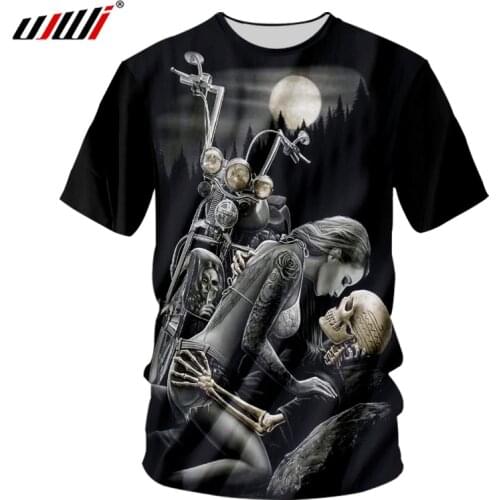 UJWI Dropshipping Tshirt Mens Print Corpse Bride 3D T-shirt Motorcycle Skull T Shirts Man Hiphop Streetwear O Neck Tee Shirts