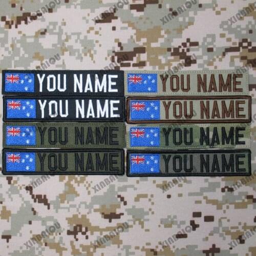 Embroidery Custom Patch New Zealand Flag Name Tape Hook and Loop Multicam Green ACU Black AU FG Tan