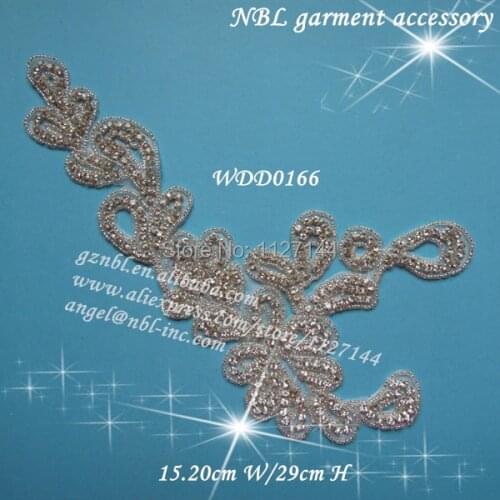 Beaded rhinestone neckline collar applique for evening dress WDD0166