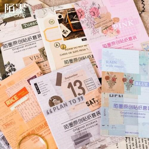 Japanese Diary Stickers Set Vintage Alphabet Digital Writable Sticker Journal Supplies Planner Scrapbooking Decorative