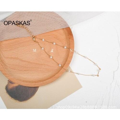 Pearl Tiny Golden Chain Pearl Necklace Dainty Adjustable Delicate Mothers Valentine Jewelry for Women Girls Exquisite Choker