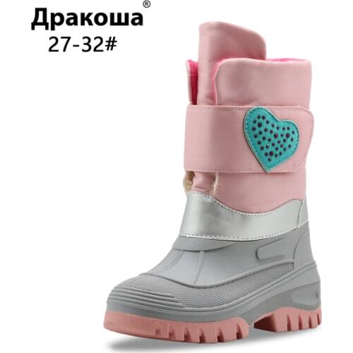 Apakowa Winter Boots Baby Girls Waterproof Warm Mid-calf Kids Snow Boots Soft Plush Anti-slip Candy Colors Cold Weather Shoes