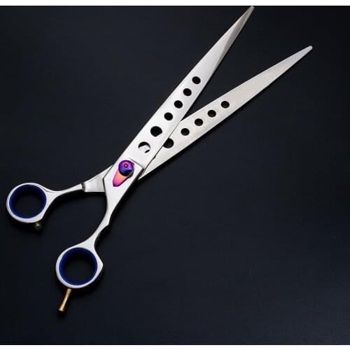 10 inch professional JP440C High-grade silver pet dog cat grooming cutting scissors straight shears with hole large hair scissor