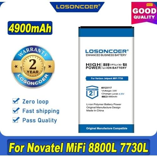 100% Original LOSONCOER NEW 4900mAh Battery 40123117 For Novatel Wireless/VERIZON Jetpack 4G LTE, MiFi 7730L, Jetpack MiFi 8800L