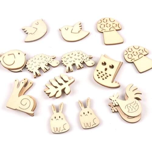 20pcs New Lovely Mix Animals Pattern Wood Slices For Handmade Home Decoration Crafts Scrapbooking DIY Wooden Ornaments m2155