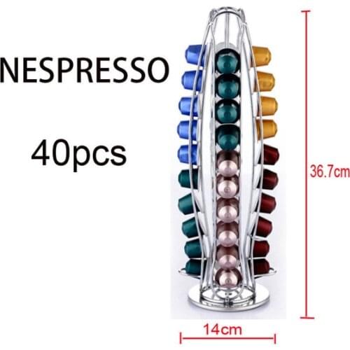 40 Cups Nespresso Coffee Pods Holder Rotating Rack Coffee Capsule Stand Nespresso Capsules Storage Shelve Organization Holder