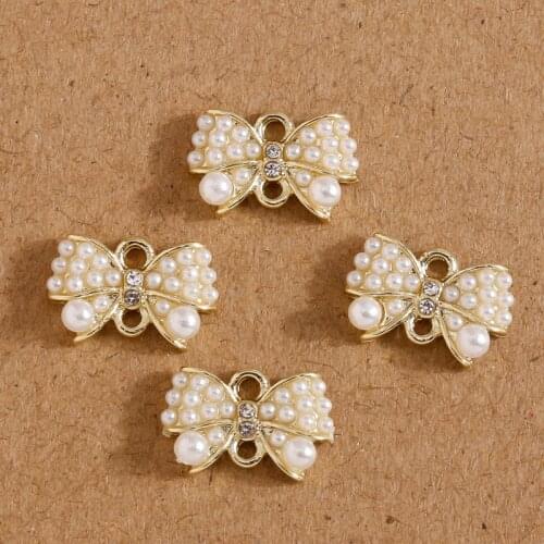5pcs 12*8mm Imitation Pearl Butterfly Charms Connectors for Jewelry Making Necklaces Bracelets Earrings DIY Crafts Accessories