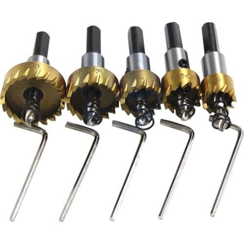 5 Pcs Carbide Tip HSS Drill Bit Metal Wood Drilling Hole Cut Tool For Installing Locks 20/25/30mm