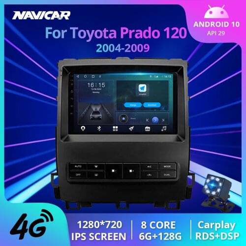 2Din Android10 Car Radio For Toyota Land Cruiser Prado 120 2004-2009 Stereo Receiver GPS Navigation Auto Radio Bluetooth Player
