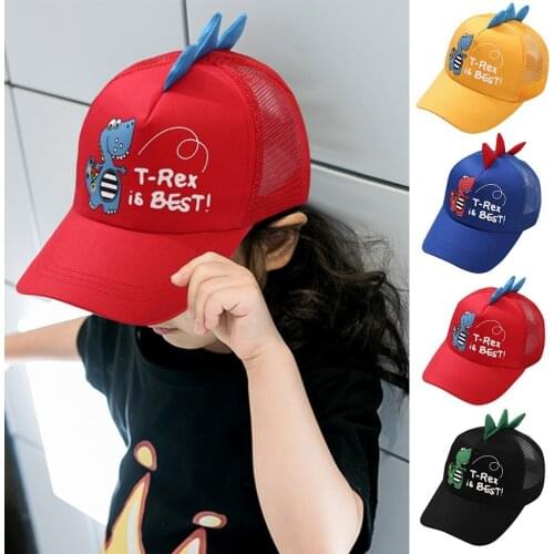 KidsBaseball Boys Girls Dinosaur Embroidered Cap Fashion Baseball Cap Peaked Hat Baby Boys Girls Peaked Popular Hip Hop Kids
