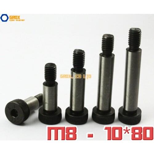 5 Pieces M8 Threaded 10 x 80mm 12.9 Grade Alloy Steel Hexagon Socket Head Shoulder Screw Bolt