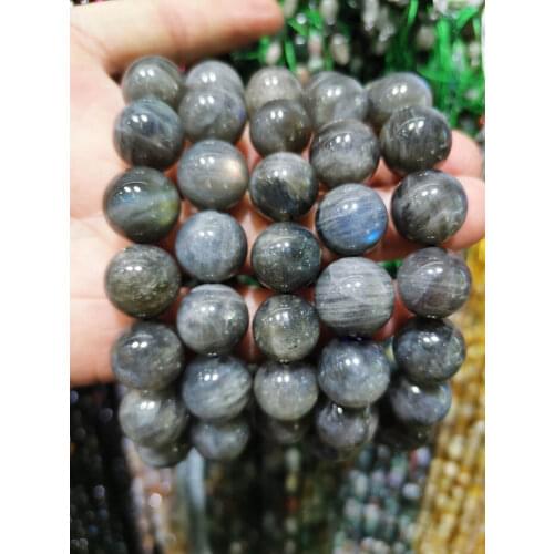 AAAAA Genuine Natural Stone Black Labradorite Bracelet Women Men Crystal Round Beads Bracelet 8mm10mm12mm