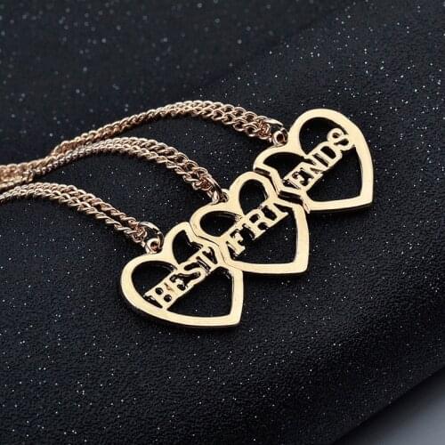 Fashion Best Friend Heart Pendant Necklace For Women Girls Hot Sell BFF Friend Charms Choker Jewelry Party Gifts 3 pieces