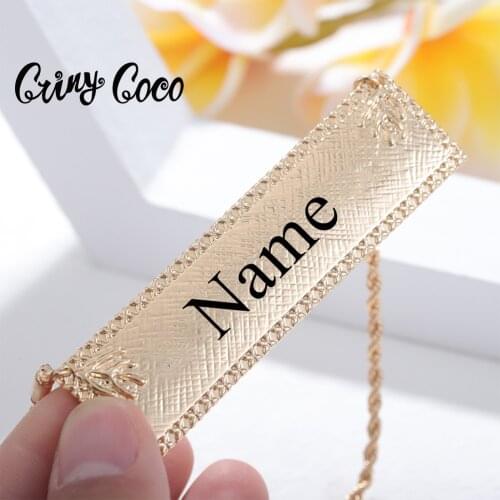 Cring Coco Hawaiian Custom Necklace Fashion Personalized Letter Name Chain Big Pendant Necklaces for Women Men Brithday Gifts