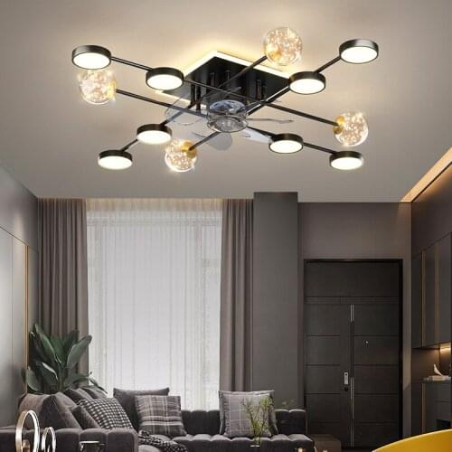 Living room decorative led ceiling lamps chandelier fan bedroom ceiling fan with led light and control ceiling fans with light