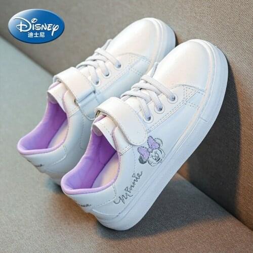 Disney childrens shoes cartoon Minmini casual shoes spring autumn new embroidered soft bottom breathable girl white sneakers