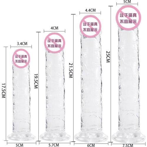 Eggless Transparent Penis Large Simulation Fake Penis Crystal TPE Soft Gel Female Masturbation Device Adult Products
