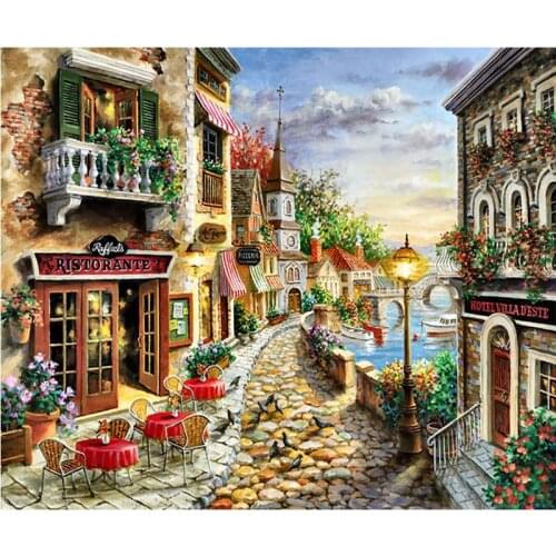5D Diy Handicrafts City Landscape Diamond Painting Street Painting Diamond Embroidery Full Drill Mosaic Picture Craft Needlework