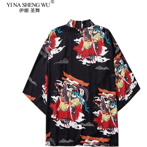 Fashion Japanese Style Anime Samurai Kimono Streetwear Yukata Women Cardigan Casual Loose Harajuku Robe Men Japan COS Clothing