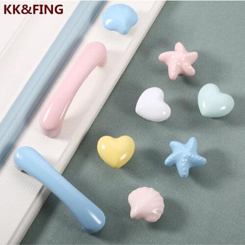 KK&FING Cartoon Ceramic Drawer Knobs Childrens Room Cute Cabinet Handles Colored Furniture Cabinet Pulls Pink Kitchen