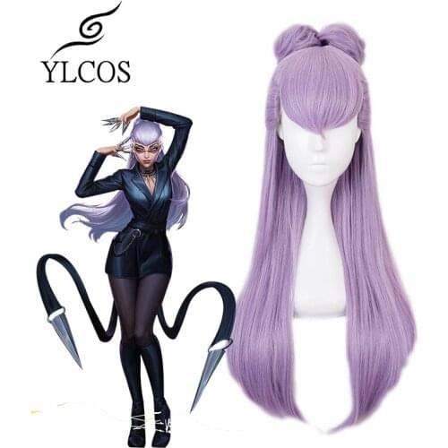 LOL Cosplay 2020 New KDA Evelynn Long Purple Wig For Women Girls Halloween Party Suit