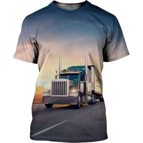 Mens and womens 3D printing Couples street heavy truck fashion and comfortable casual T-shirt, 2021 summer new style