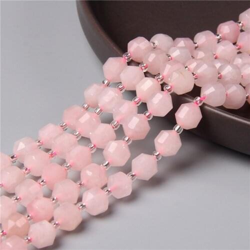 Natural Gem Rose Pink Quartz Crystal Stone Beads Crystal Faceted Sharp Energy Column Loose Bead Charm Jewellry Making Bracelets